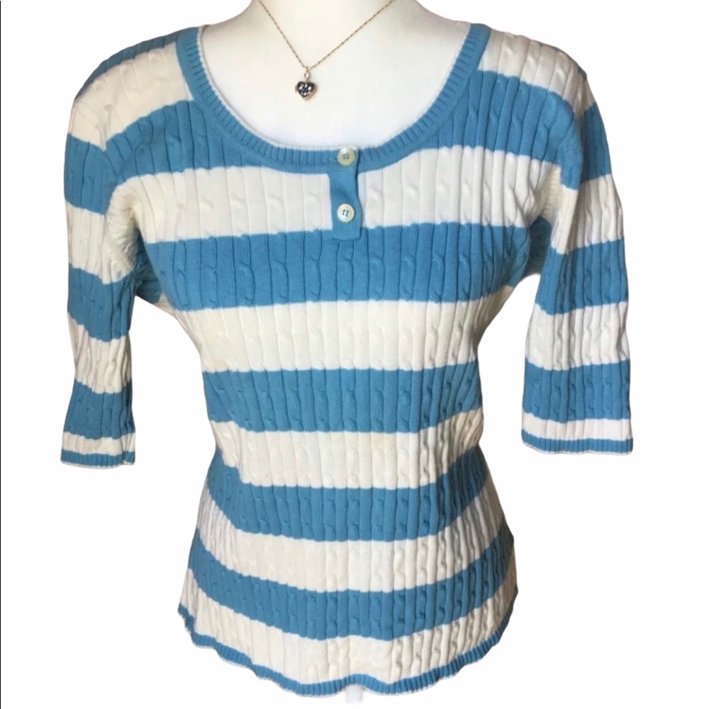 Liz Claiborne Striped Short Sleeve Sweater SZ:L